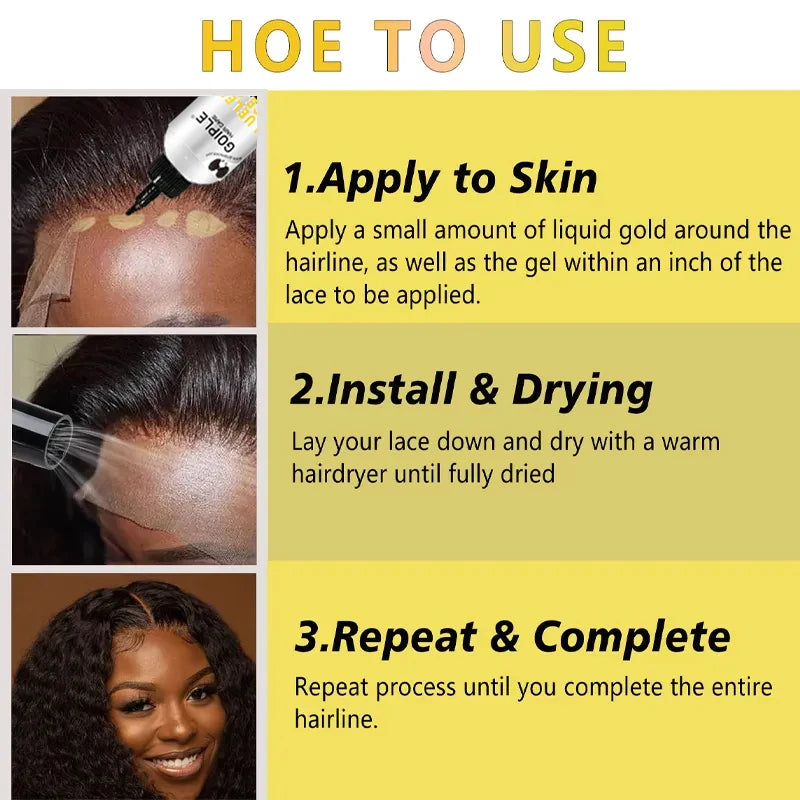 GOIPLE 2fl.oz Washable Glue Less Lace Gel Extreme Firm Hold Fast Drying Natural Wig Formula Adhesive for Temporary Use