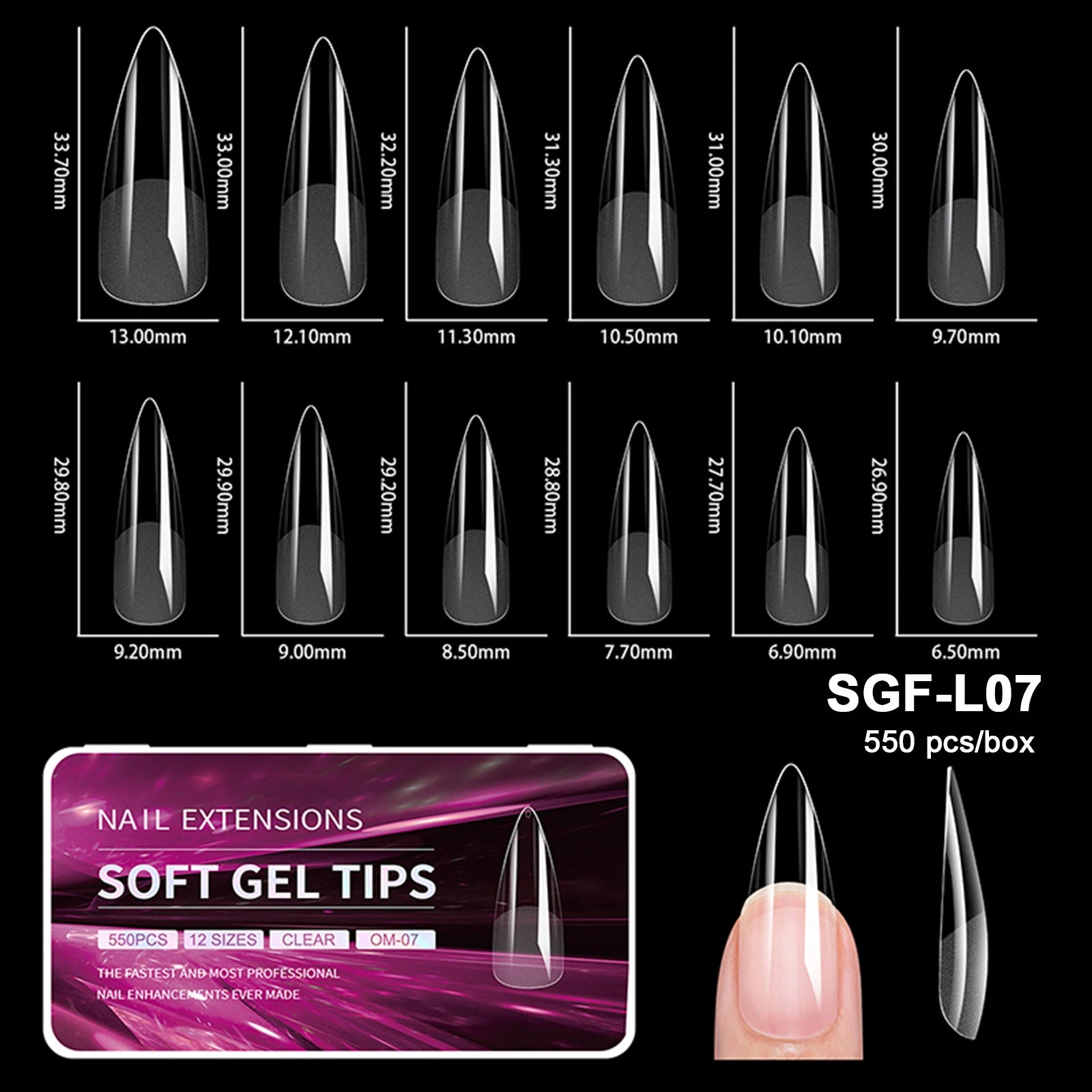 Luxury False Nail Tips Soft Gel Fingertip Semi-matte Capsules Almond French Coffin Full Cover Artificial Fake Nails Extension