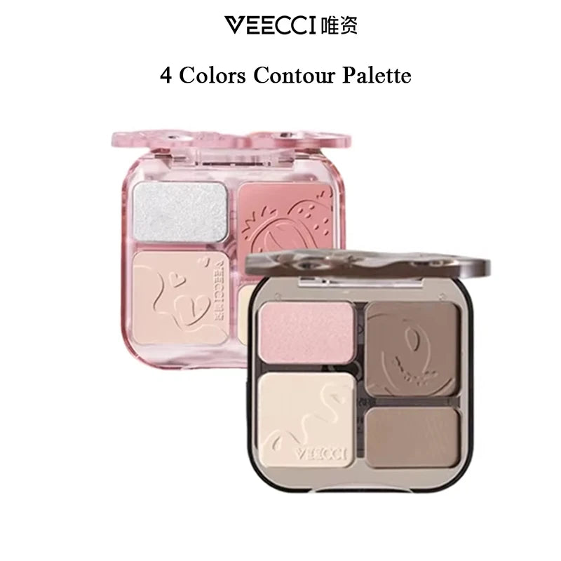 VEECCI 4 Color Contour Palette Powder Matte Shimmer Bronzer Highlighter Brighten  Nude Tones Longlasting Facial  Makeup