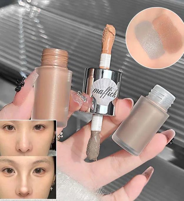 Double-head Liquid Matte Contour Highlighter Glimmer Natural Bronzer Contouring Stick Waterproof Gray Brown Nose Shadow Makeup