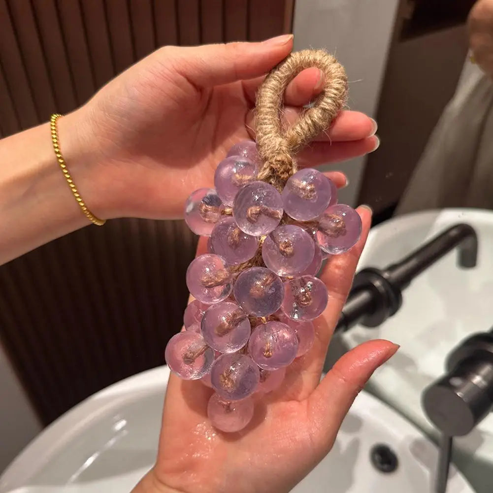 Grape Soap on a Rope with Box Christmas Gift, Handmade Grape Cluster Shape Soap Bar, Aromatic Bath Hand Wash Gift Home Decor