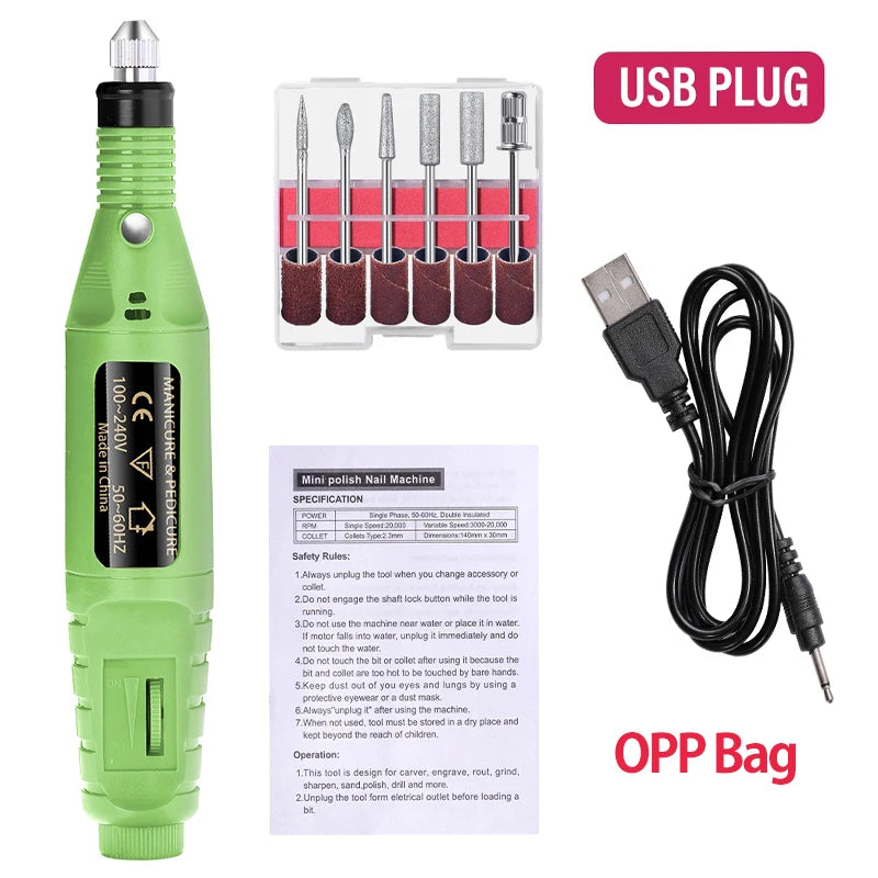LULAA Electric Nail Drill Kit Portable Nail File Machine Nail Rotary Tool Manicure with USB Cable Christmas Gift for Women