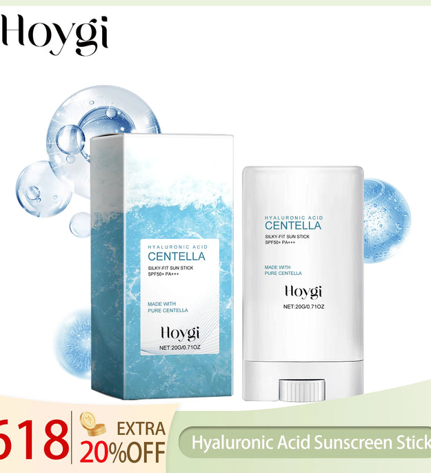 Hoygi Hyaluronic Acid Sunscreen Stick Broad Spectrum SPF 50+ Hydrating Non-Greasy Fast Absorbing for Face and Body On-The-Go