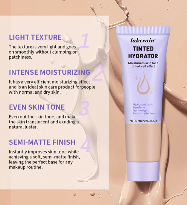 High Coverage CC cream Foundation Tinted Hydrator Matte Finish Light Oil-Free Moisturizing Makeup Hyaluronic Acid Sheer