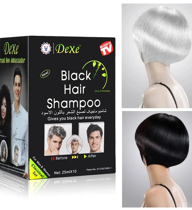 10 Pcs Dexe Fast Black Hair Shampoo 5 Mins Fast Become Black Hair Dye Herb Natural Hair Care Restore Colorant Shampoo Hair Care - BlissFully
