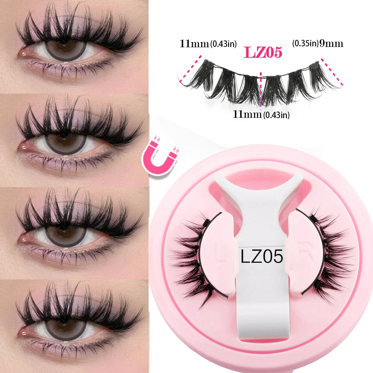 Wholesale 5/1 Pair Magnetic Eyelashes With Tweezer Set Reusable Magnetic Lash Extension Natural Curler False Eyelashes Makeup