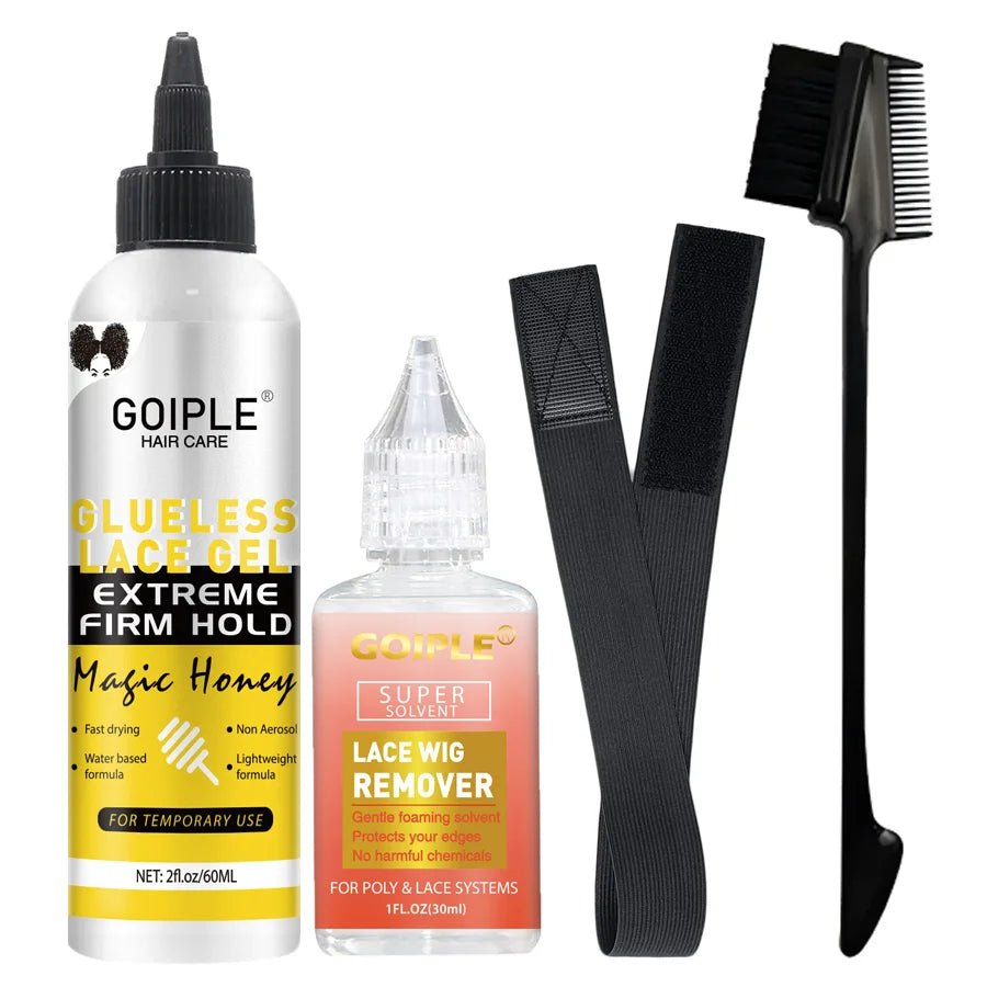 GOIPLE 2fl.oz Washable Glue Less Lace Gel Extreme Firm Hold Fast Drying Natural Wig Formula Adhesive for Temporary Use