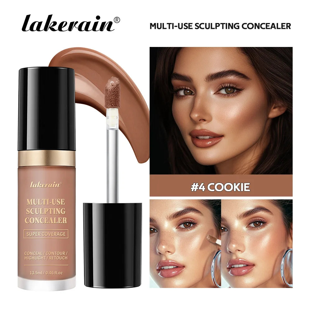 lakerain  5-Color Waterproof Concealer Matte High Coverage Oil-Control Foundation for Acne Scars and Dark Circles Cosmetics