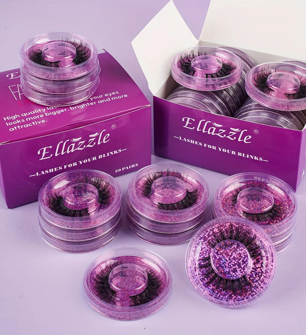 20 Pairs 4 Styles Wispy Faux Mink False Eyelashes Mixed Dramatic Thick Curled Fluffy Strip lashes Multipack for Eyes Makeup Sets