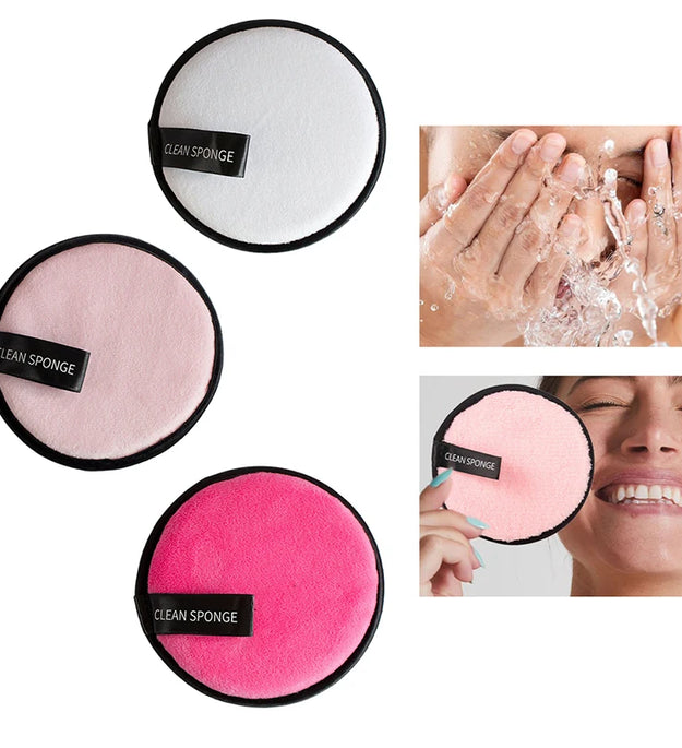 1Pcs Makeup Remover Wipes Reusable Discs Cotton Pads Microfiber Make Up Face Towel Cloth Washable Sponge Skin Care Cleaning Puff