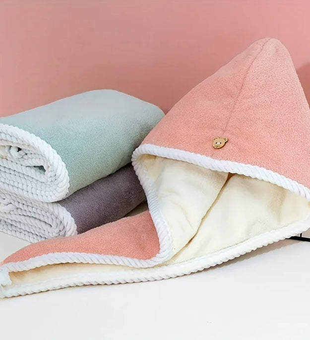 Ultra-Absorbent Microfiber Hair Towel - Double-Layered, Quick-Dry Design - Ideal for Shower, Gym & Spa Use - BlissFully