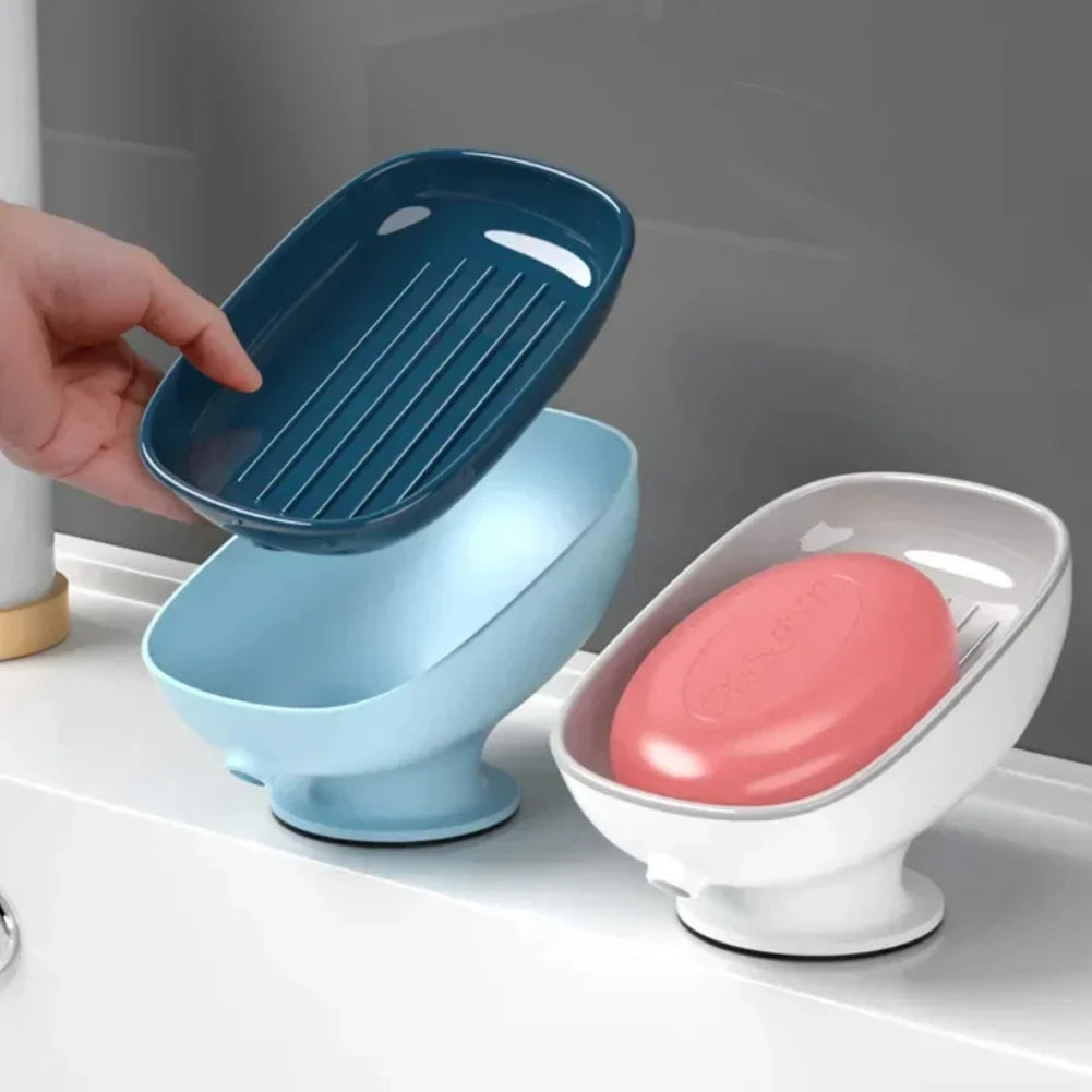 Super Suction Cup Soap Dish with drain water For Bathroom Soap Holder Kithcen Sponge Holder Soap container Bathroom Supplies2025