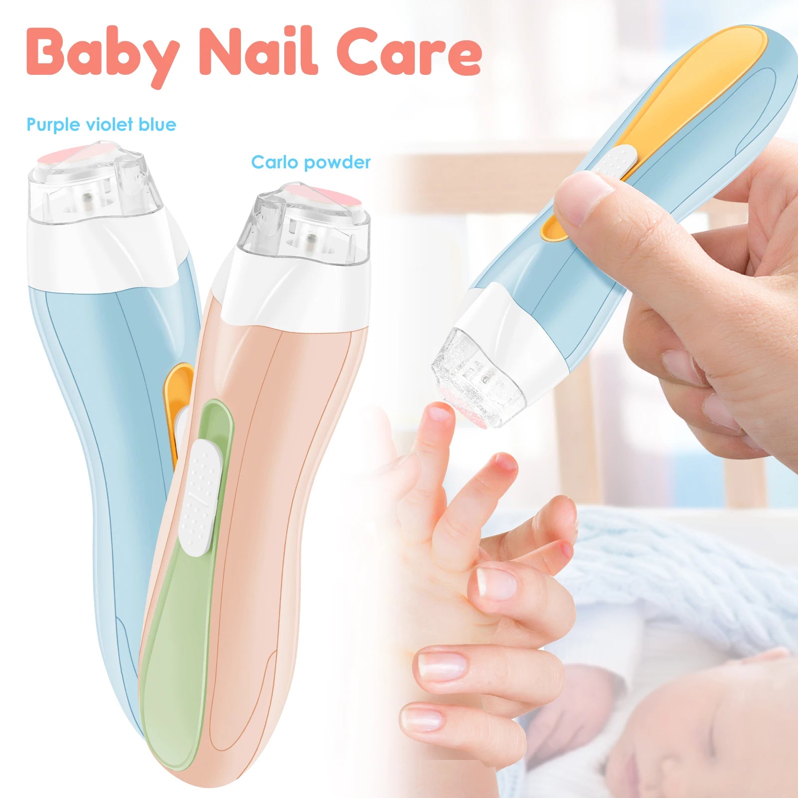 Electric Baby Nail File Lightweight USB Charging Baby Nail Clipper with LED Low Noise Stepless Speed Control Electric Nail File