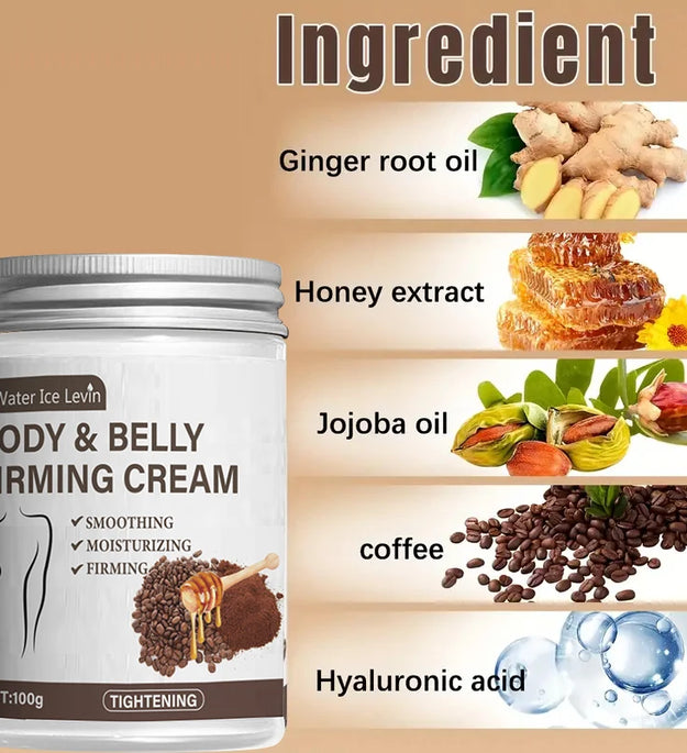 Caffeine Collagen Firming Cream - 100g Contains Caffeine and Coconut Oil, Rich in Vitamin E, Unscented, Tightens and Lifts the Abdomen, Thighs, Buttocks, Arms, All Skin Types, Hypoallergenic, Whitening Effect