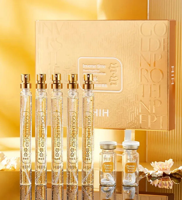 Soluble Face Lifting Threads Collagen Facial Essence Protein Peptide Gold Silk Wire Face Serum for Anti-Aging Firming Skin