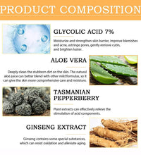 100ml Glycolic Acid 7% Toning Solution To Remove Acne and Moisturize Skin Rejuvenating Lotion - BlissFully