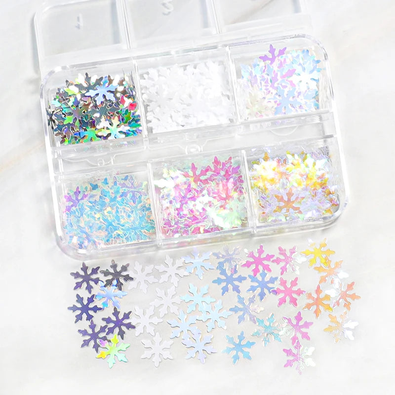 6Grids Holographic Square Nail Art Glitter Sequins Laser Ball Decoration Flakes Manicure Nails Supplies Professional Accessories