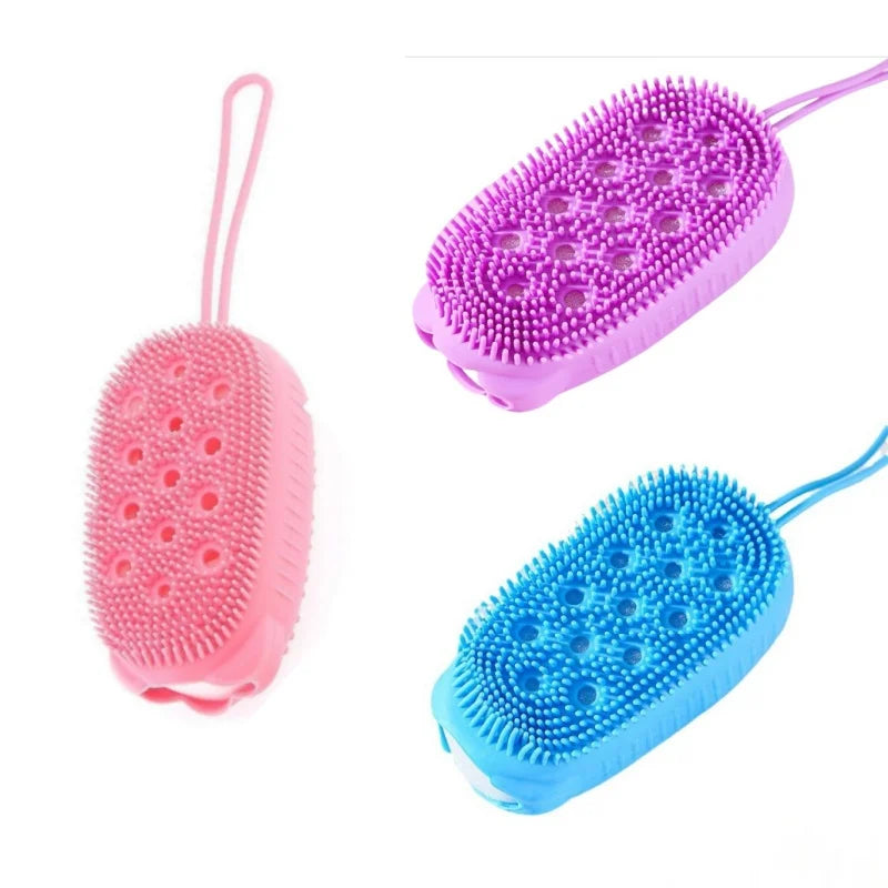 Silicone Bubble Brush Double-Sided Exfoliating Soft Bath Scrubber Massage Shower Brush Deep Body Skin Massage Cleaning Tools