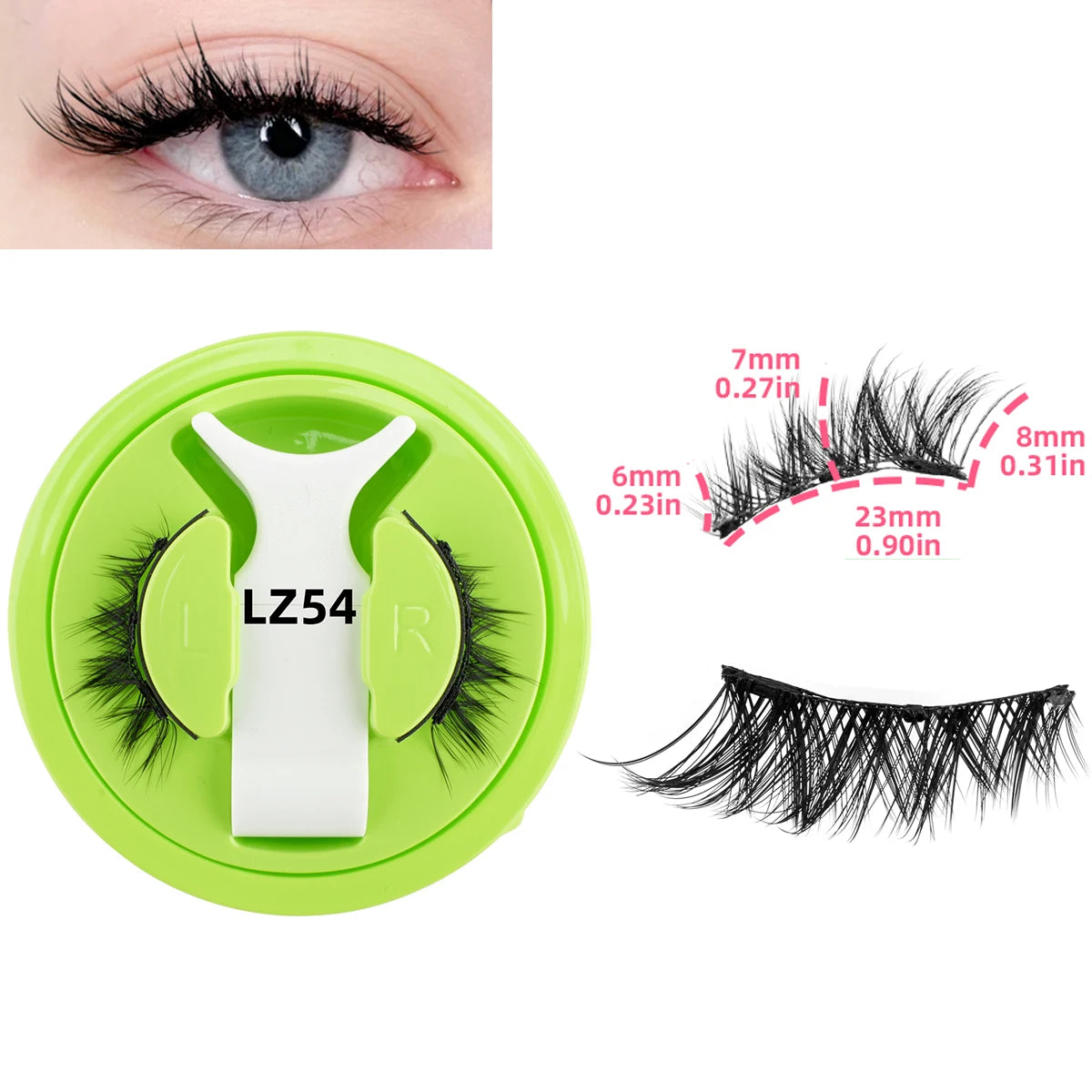1 Pair Reusable Magnetic Lashes 3D Natural Fluffy Magnetic False Eyelashes No Glue Needed Lashes with Tweezer Set Make up Tools