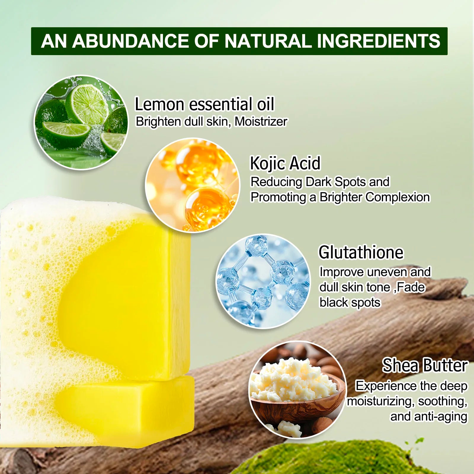 WK JALY Whitening Lemon Soap, Natural Glow, Fade Dark Spots, Moisturized, With Glutathione, Shea Butter Oil, For Face And Body