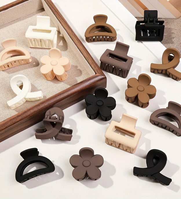 5Pcs Multistyle Small Flower Hair Claw Clips for Women Girl Rectangle Jaw Clip Hair Accessory Semicircle Barrettes for Thin Hair