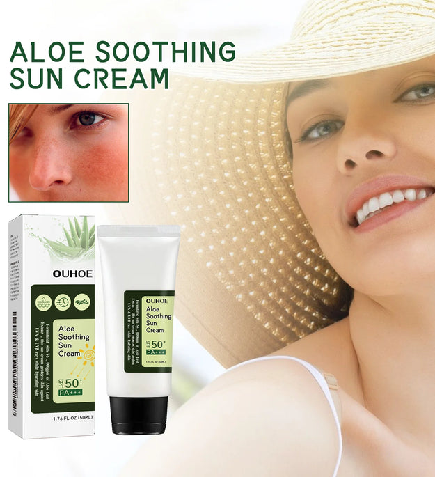 Aloe Vera Protective Cream Hydrating Refreshing UV SPF 50+ Isolation Sunscreen Moisturizing Facial Body for Daily Sun Protection