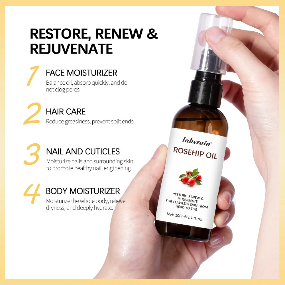 Organic Rosehip Oil Rose Hips Face Oils 30ml Fast-Absorbing Skin Care Moisturizer Face Oil Organic Rosehip Seed Oil Essence