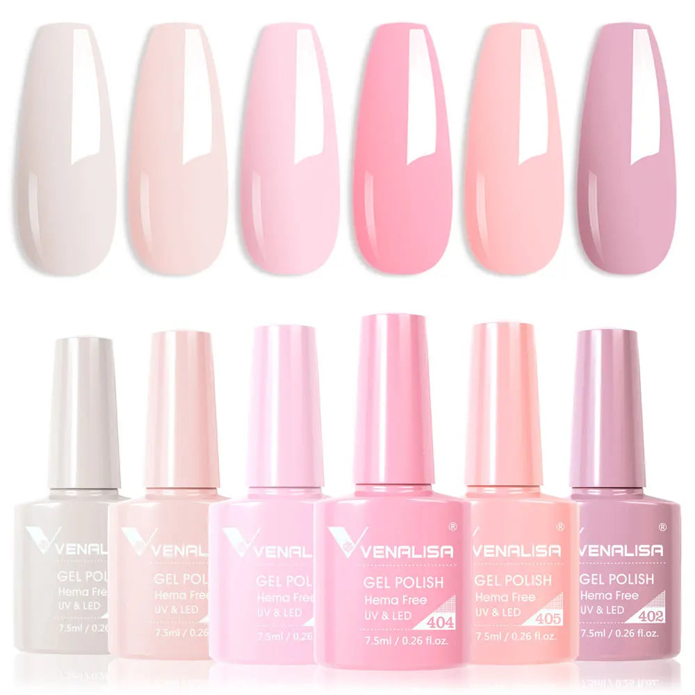 Venalisa HEMA TPO FREE Nail Gel Polish Glitter Gorgeous Full Coverage Soak Off UV LED French Nail Jelly Pink Nude Collection