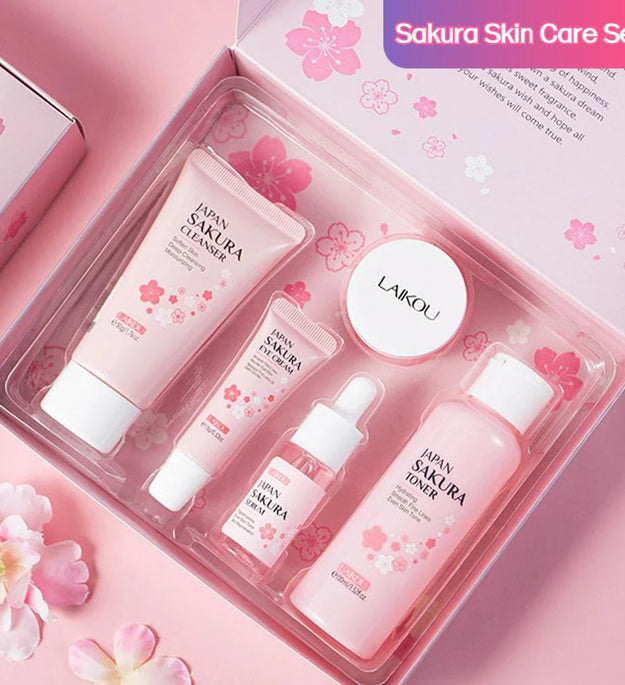 5/3pcs/Set Sakura Skin Care Sets Face Cream Serum Toner Facial Cleanser Sunscreen Eye Cream Gift Box Face Skin Care Set Product