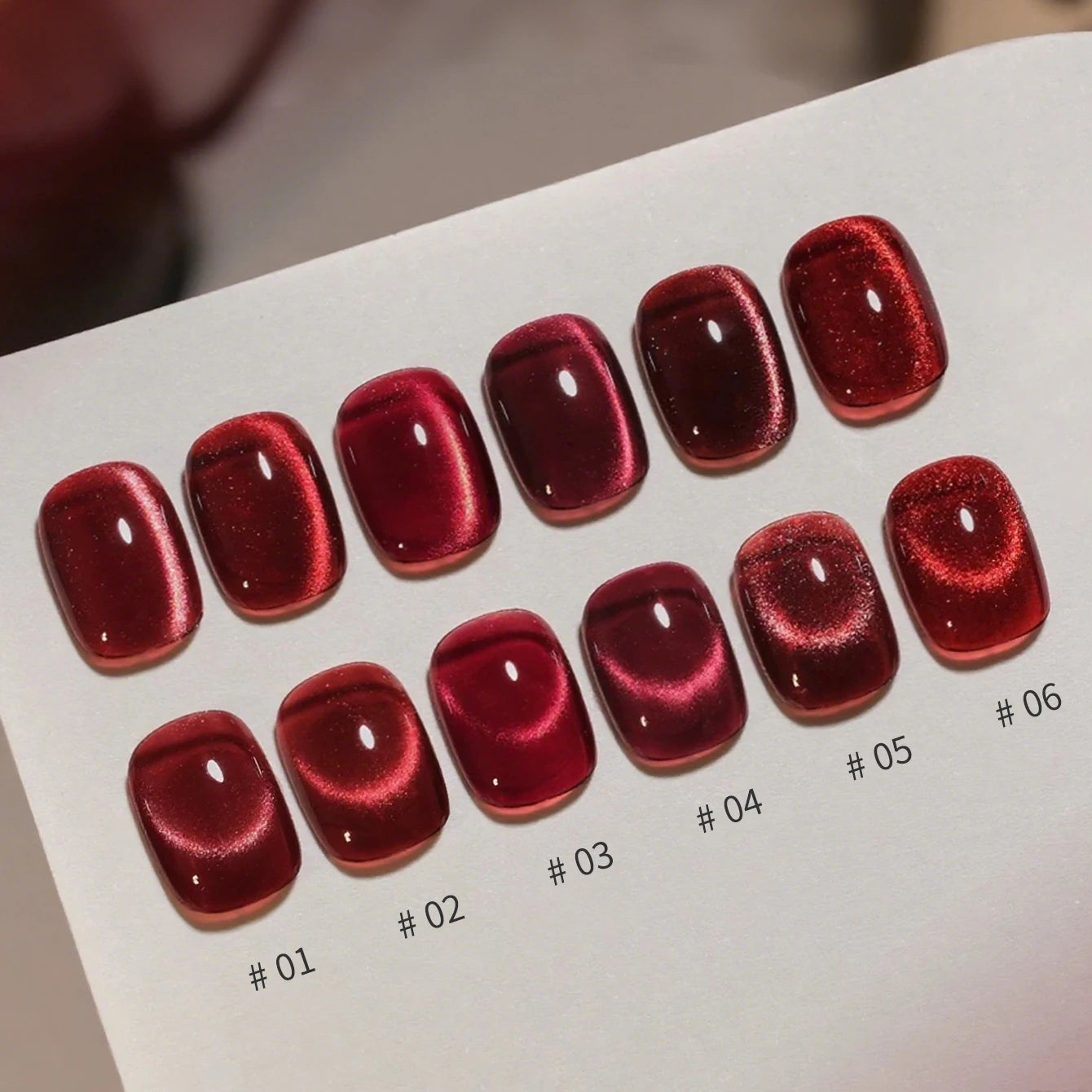 12ML 1-21PCS Winter And Autumn Whitening Red Glass Bead Cat Eye Magnet Gel Nail Polish Christmas Nails Nail Set Nail Art