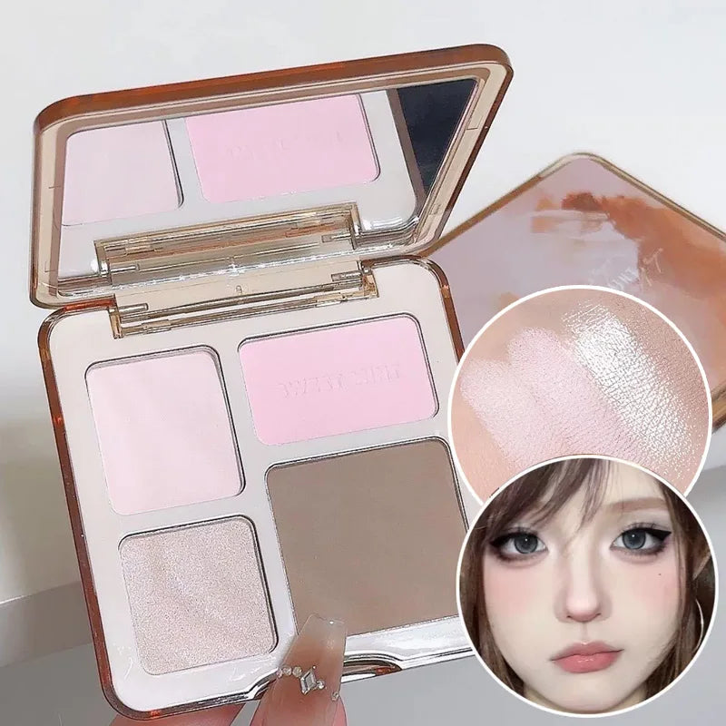 Sweet Mint Highlighter Contour Shading Powder Palette Makeup Matte Bronzer Highlight Glitter Brighten Face Blush Nose Contouring