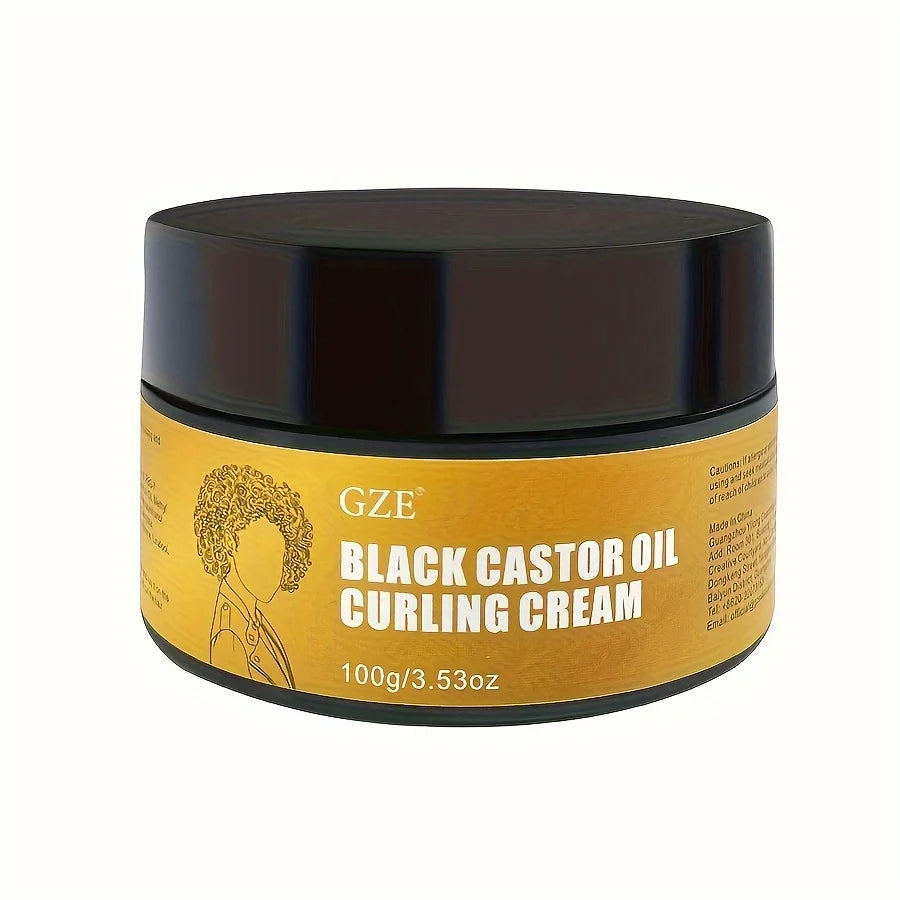 GZE Black Castor Oil Curl Defining Cream Non-stick Hydrates & eliminates frizz, Hair-Smoothing Anti-Frizz Cream to Define - BlissFully