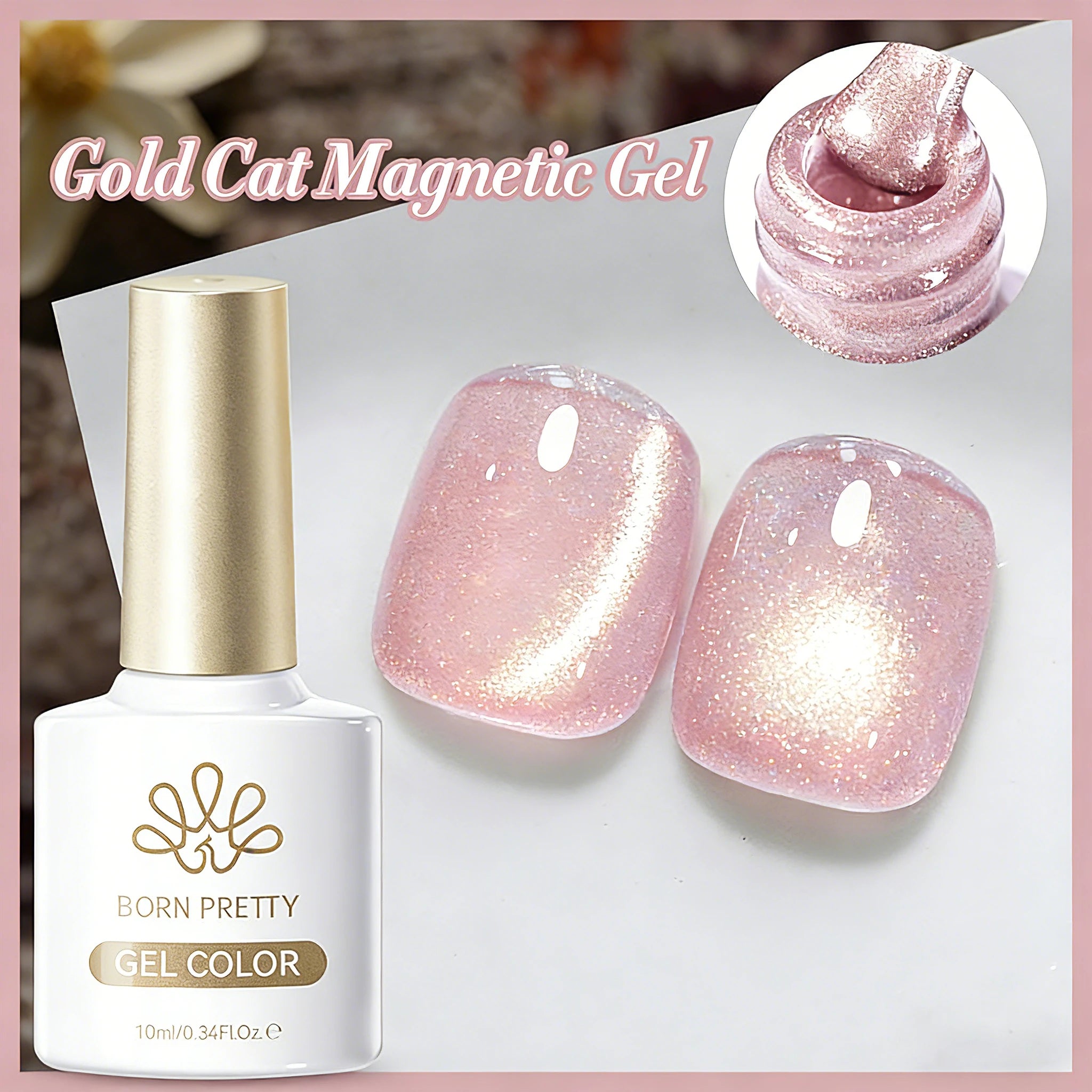 BORN PRETTY 10ml Dark Red Cat Magnetic Gel Nail Polish for Winter Nails DIY Jelly Glass Silver-Light Varnis Semi Permanent