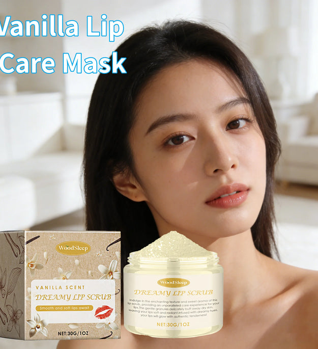 WOODSLEEP Vanilla Lip Care Cream Relieve Dryness Sooth Exfoliate Improve Roughness Repair Cleft Lip Brighten Skin Tone Lip Scrub
