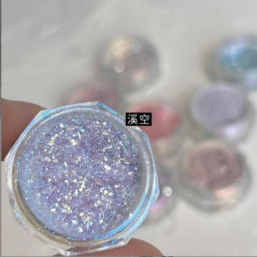 1Jars High-Gloss Plating Aurora Mirror Nail Powder Net0.5g Moonlight Pearl White Rubbing Powder Super-Shiny Manicure Chrome Dust