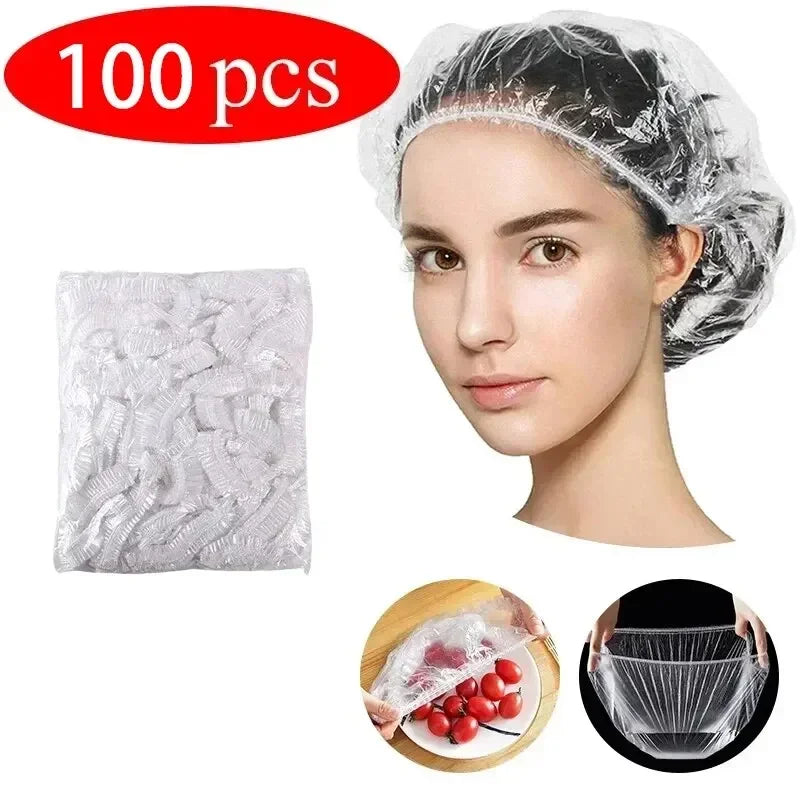 Disposable Shower Cap Food Cover for Food Preservation Stretchable Elastic Durable Plastic Wrap Convenient Plastic Wrap 100/200