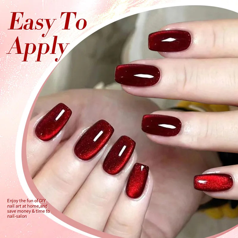 BORN PRETTY 10ml Dark Red Cat Magnetic Gel Nail Polish for Winter Nails DIY Jelly Glass Silver-Light Varnis Semi Permanent