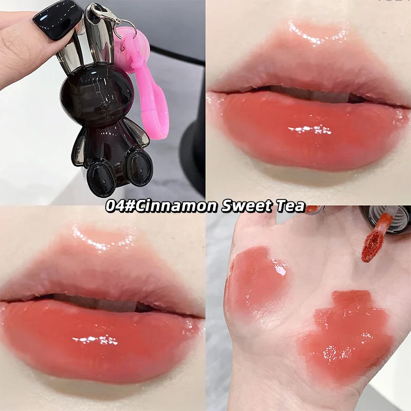 Gege Bear Pink Rabbit Velvet Matte Lip Cream Black Rabbit Water light lip glaze matte mirror pendant lipstick lip gloss