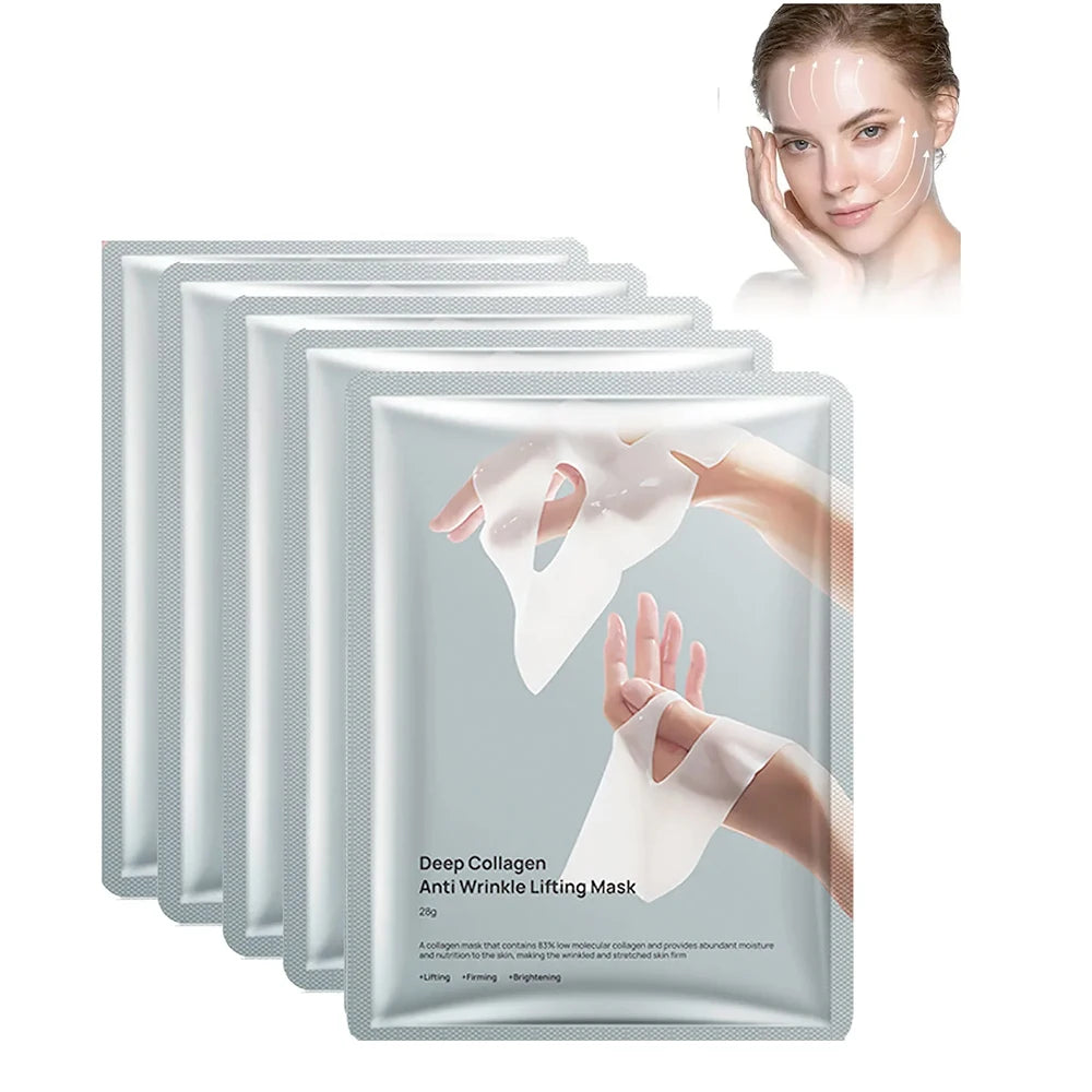 Deep Collagen Anti Wrinkle Lifting Mask Collagen Face Mask Overnight, Deep Collagen Mask for Lifting Firming Moisturizing(5Pack)