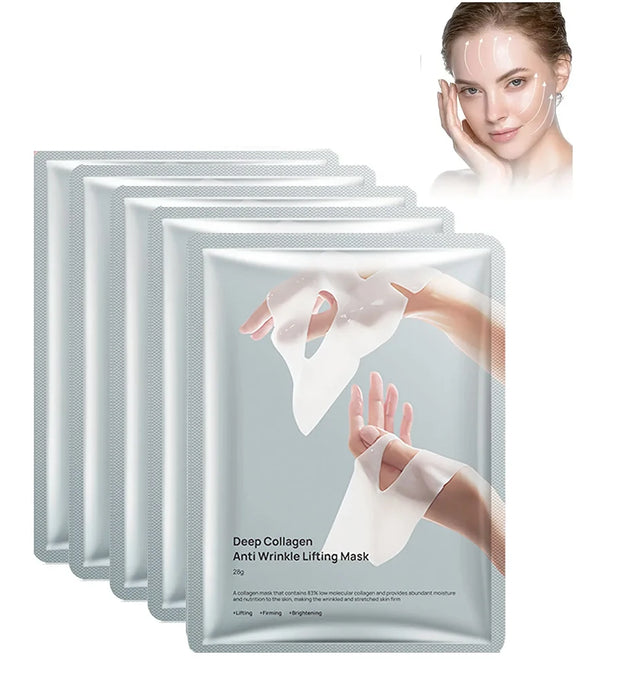 Deep Collagen Anti Wrinkle Lifting Mask Collagen Face Mask Overnight, Deep Collagen Mask for Lifting Firming Moisturizing(5Pack)