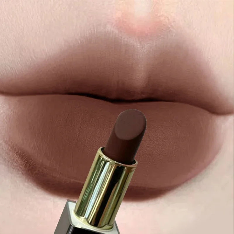 Sexy Matte Punk Dark Brown Lipstick Waterproof Lip Gloss Long Lasting Non-Stick Cup Smoked Matte Lipstick Korean Makeup Cosmetic
