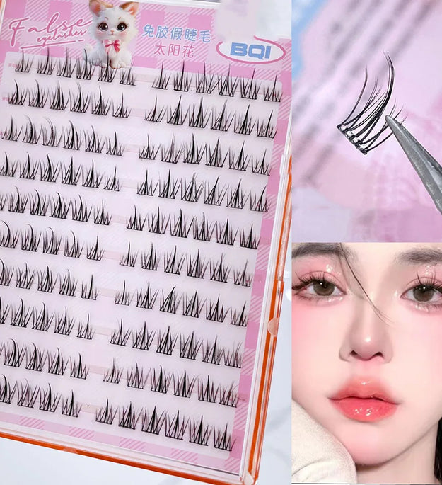 10 Rows of Large Capacity Glue-free False Eyelashes Single Cluster 10-12MM C-curled Natural Self-adhesive false Eyelashes