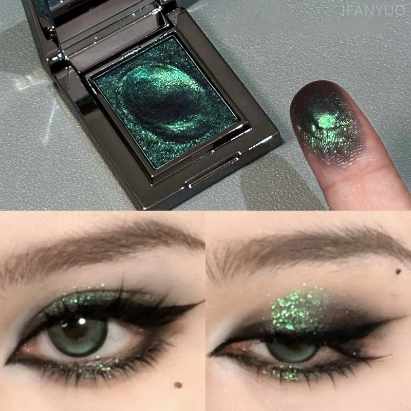 Chameleon Dark Green Eyeshadow Palette Fine Easy-To-Apply Sparkling Pearlescent Mashed Potato Eye Shadow Brightening Makeup