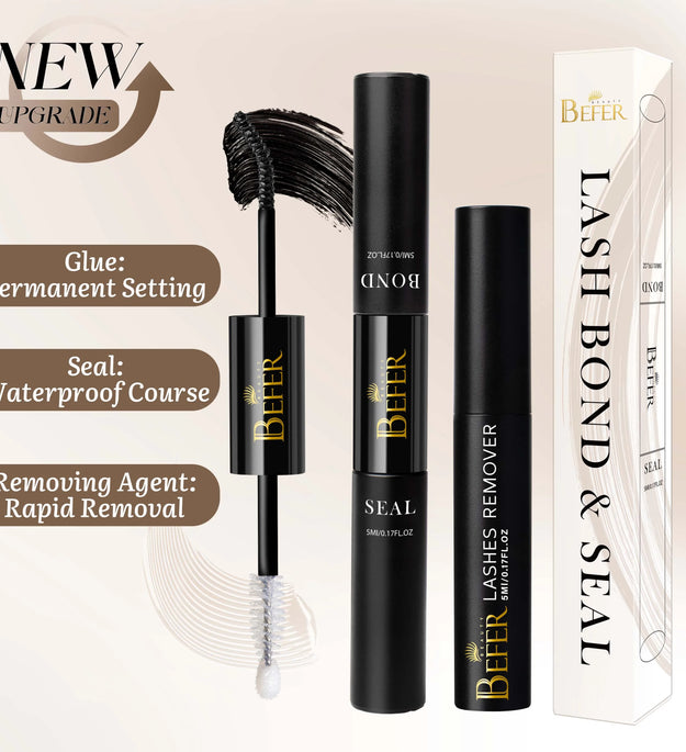 BEFER Glue For Eyelashes 2in1 Lash Bond And Seal Eyelash Glue+Eyelash Remover Waterproof Eyelashes Adhesives Strong Fixed Lash