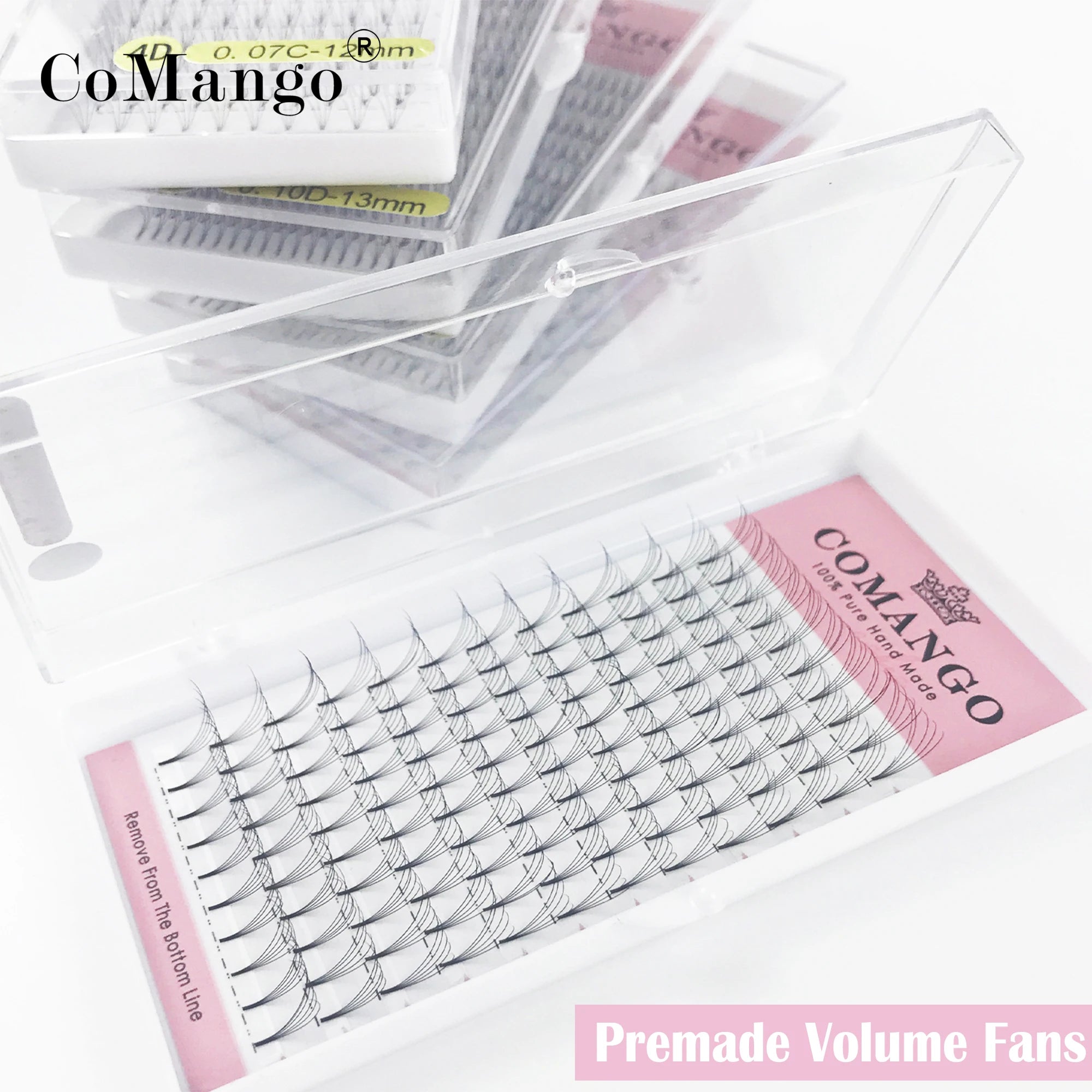 CoMango Premade Volume Fans Short Stem Russian Eyelash Extensions Wide Fans 3D 4D 5D 6D 8D 10D Faux Mink Lashes Wholesale