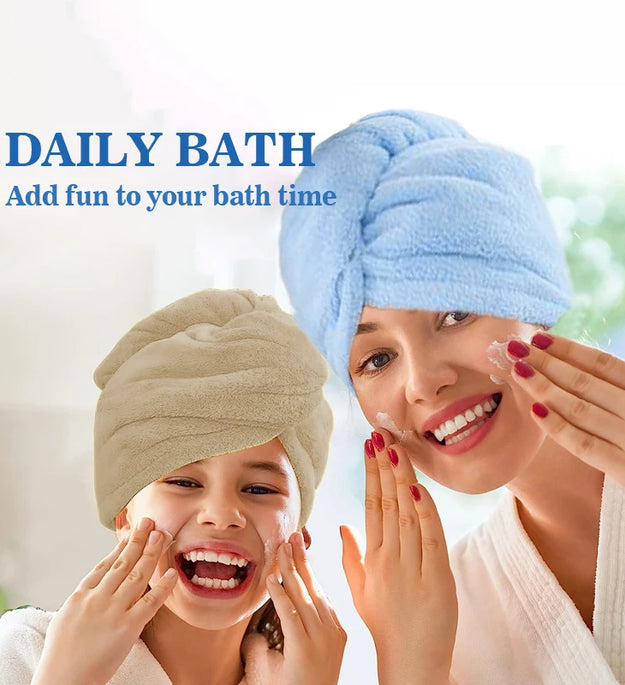 Microfiber Hair Towel Wrap for Women, Shower Spa Head Wrap Hair Drying Hat Turban Microfiber Terry Dry Absorbent Quick Dry Hair