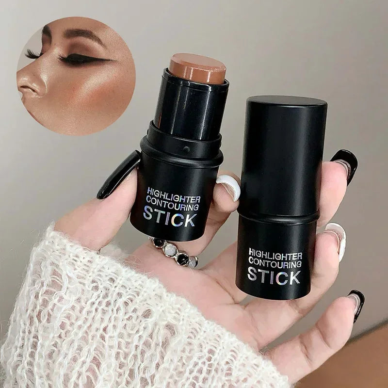 Waterproof Contour Stick, Highlighter Stick, Blush Stick Cream Contour Kit with Contour Brush, Create Face Contour, Non-greasy