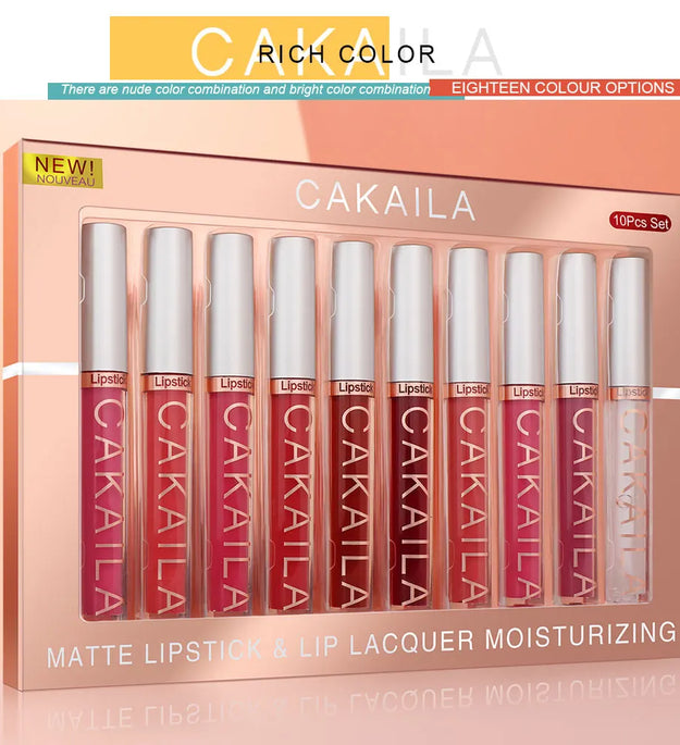 10 Pcs Matte Lipstick Lip Gloss Sets Long-Lasting Non-Fading Waterproof Non-stick Cup Exquisite Gift Everyday Holiday Universal