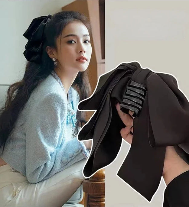 Hot Korean  Big Size Bow Hair Clip Claw Clamp Women  High Ponytail  Barrettes Headwear Girls Women Hair Accessories