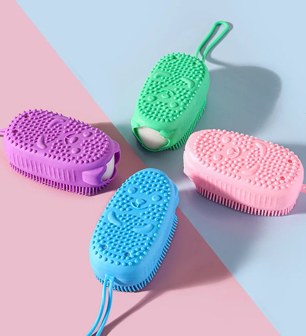 Silicone Body Scrubber Shower Exfoliating Scrub Sponge Bubble Bath Brush Massager Skin Cleaner Cleaning Pad Bathroom Accessories